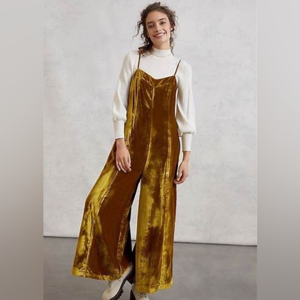 NWOT Anthropologie Maeve Andromeda Velvet Jumpsuit